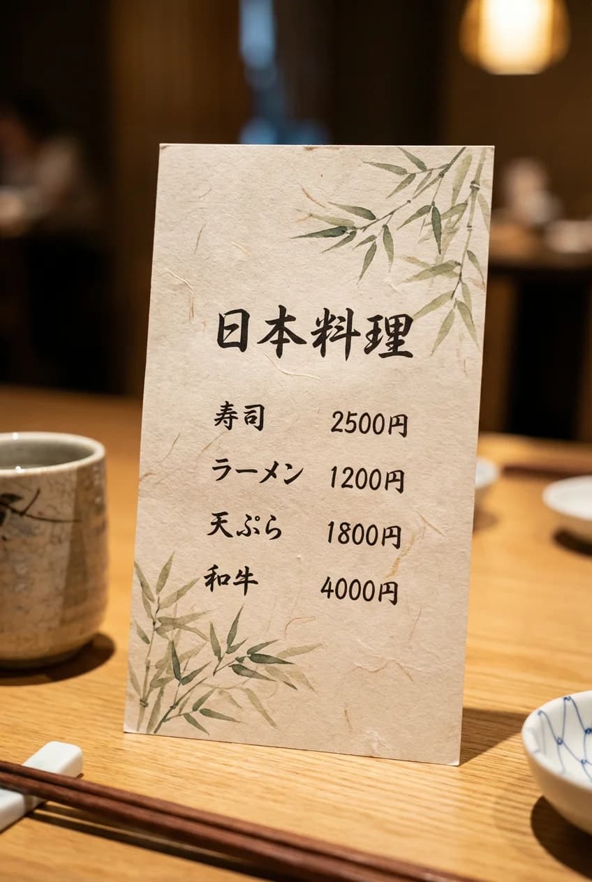 Japanese Restaurant Menu - Original (Japanese)