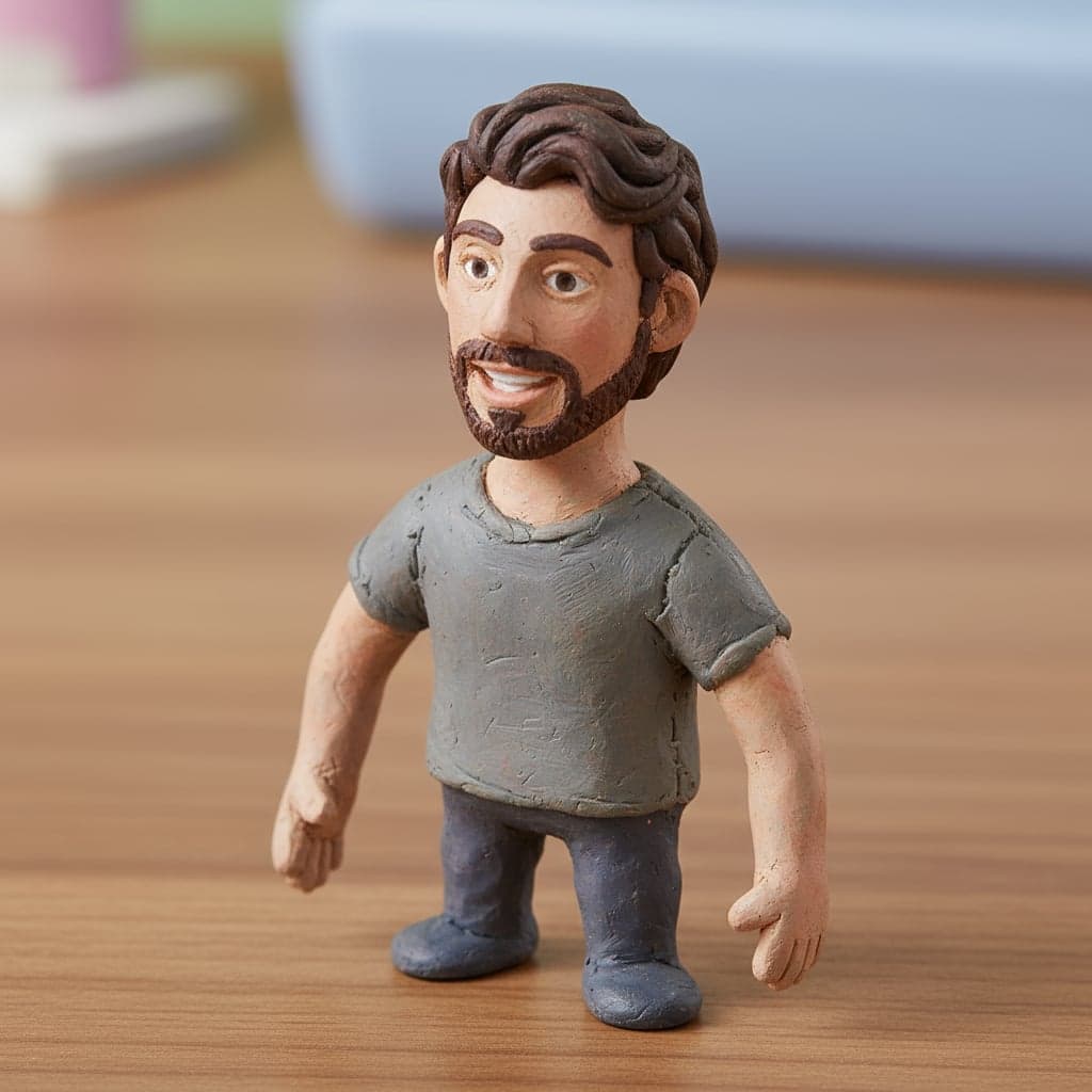 Isometric clay miniature - Person transformed into 3D clay icon