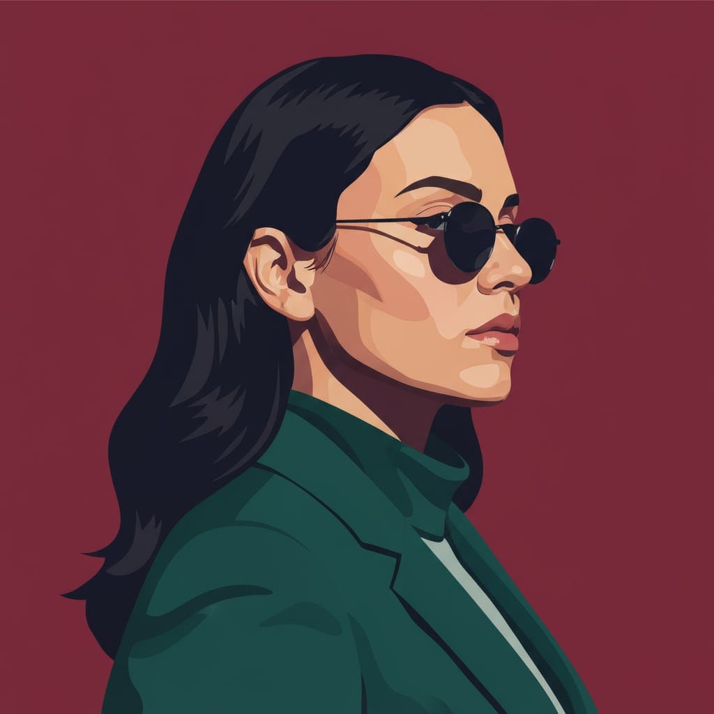 Vectorized pop art portrait with flat color blocking and dramatic shadows