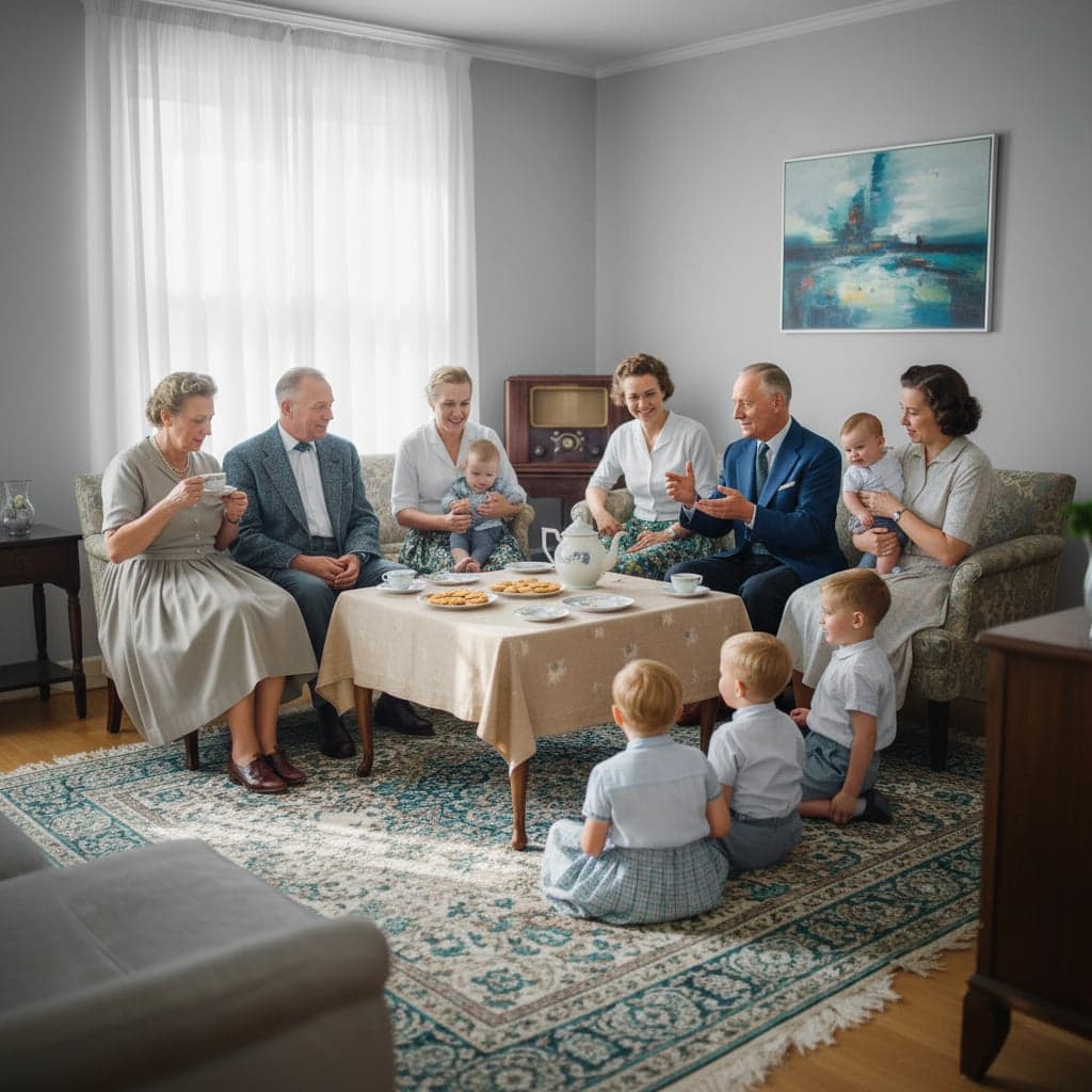 1950s Family gathering - After restoration