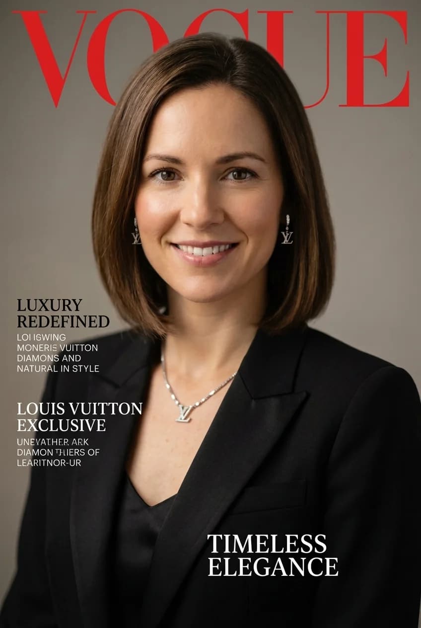 Professional headshot transformed to Vogue cover