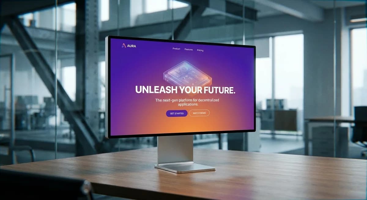 Pro Display XDR mockup in corporate office with website displayed