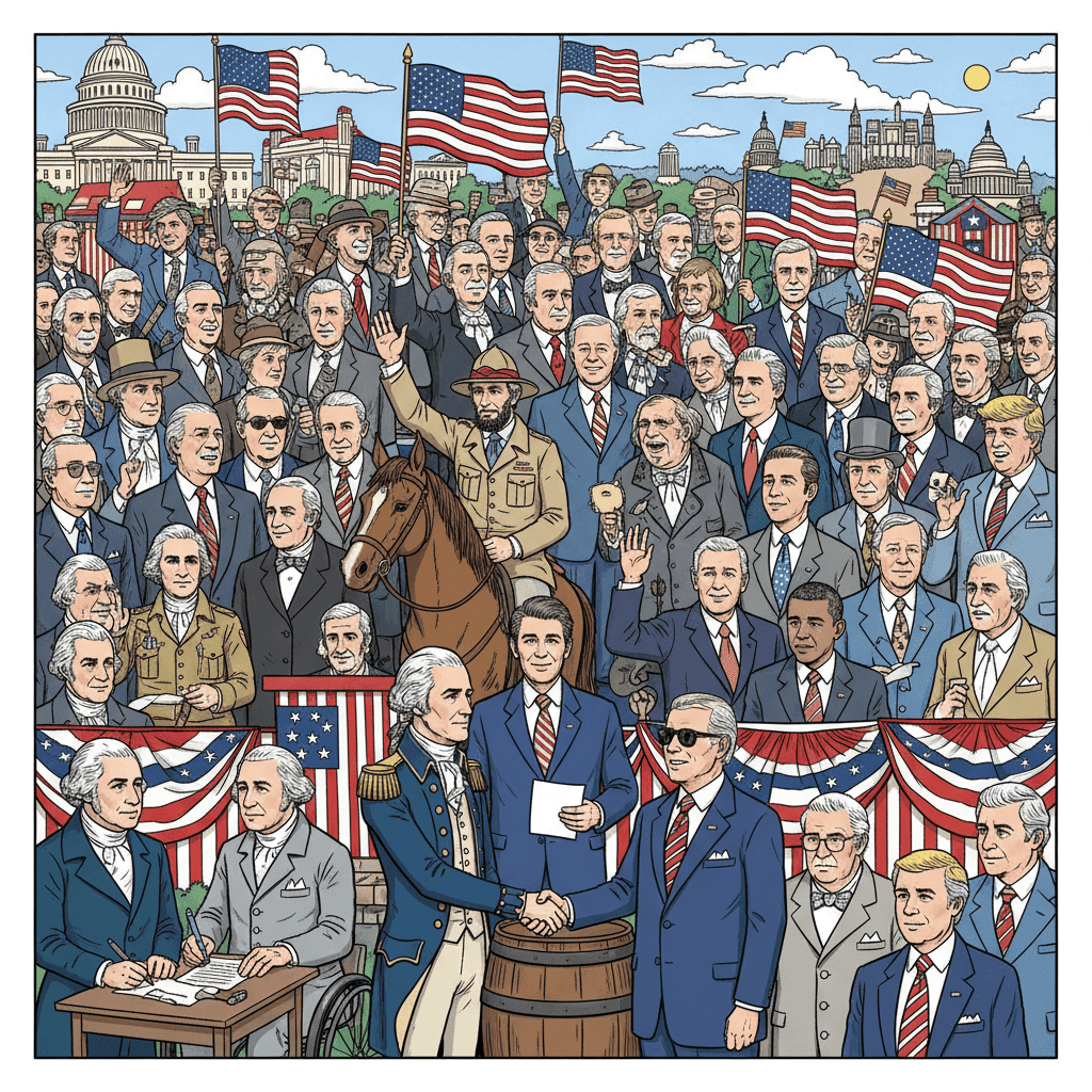 All 44 US Presidents in Where's Waldo style crowd scene