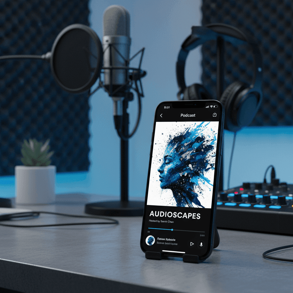 Podcast host portrait transformed into engaging cover art