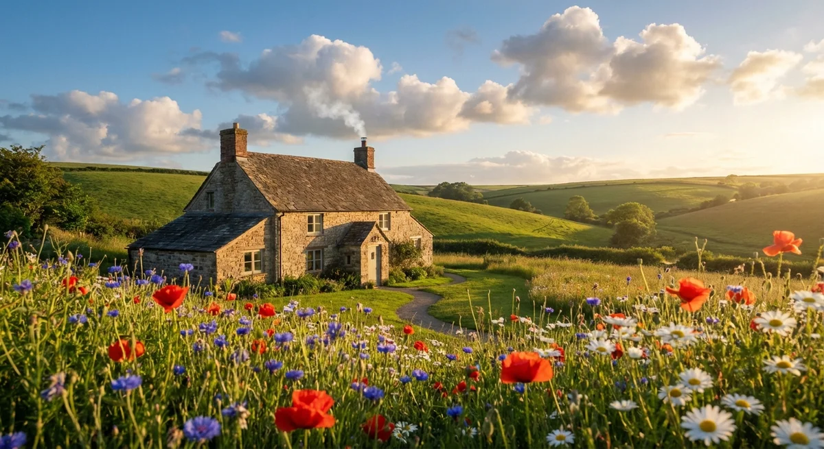 Original photo before Nature scene with soft watercolor wash effect